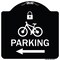 Signmission Parking W/ Lock Cycle & Left Arrow Heavy-Gauge Aluminum Architectural Sign, 18" x 18", BW-1818-23474 A-DES-BW-1818-23474 - alternate 1